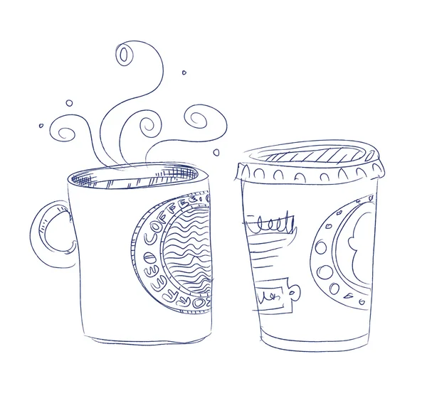 Handgezogene Tasse Kaffee — Stockvektor