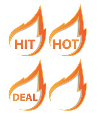 Vector stickers —hit, hot, deal clipart