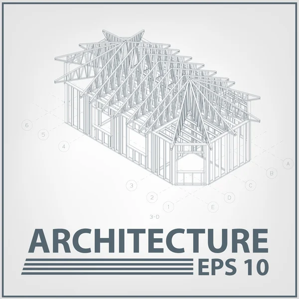 Proyecto de casa de arquitectura. ilustración vectorial — Vector de stock