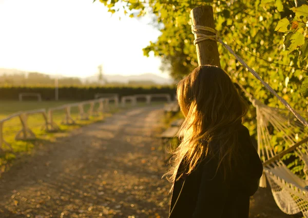 stock image Girl looking at the horizon