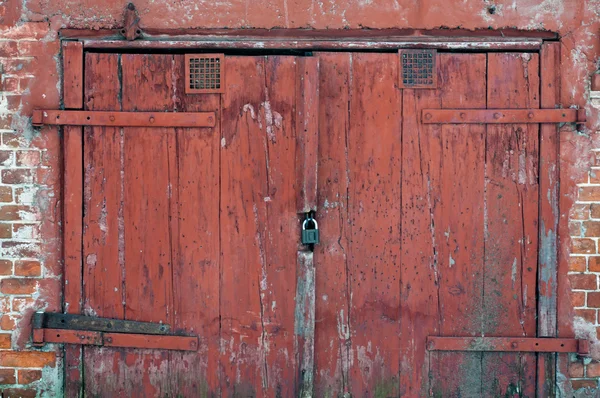 Rode houten poort — Stockfoto