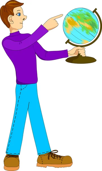 stock vector Man with globe