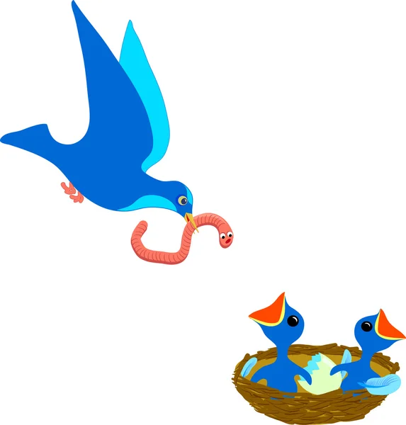 Птица и гнездо — стоковый вектор
