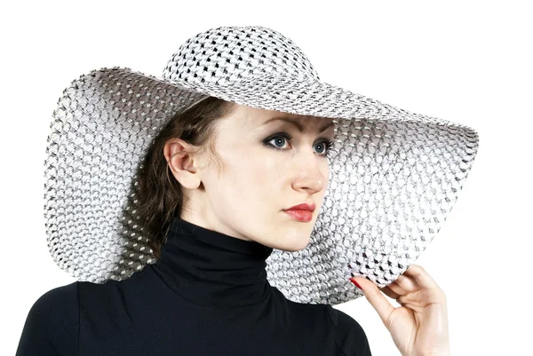 Krásná dívka v klobouku — Stock fotografie