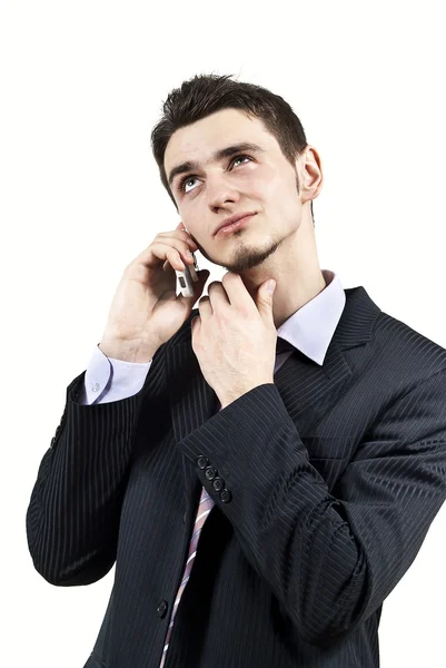 Den killen som talar i telefon i bakgrunden — Stockfoto