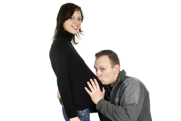 已婚的夫妇与一个怀孕的女孩 — 图库照片
