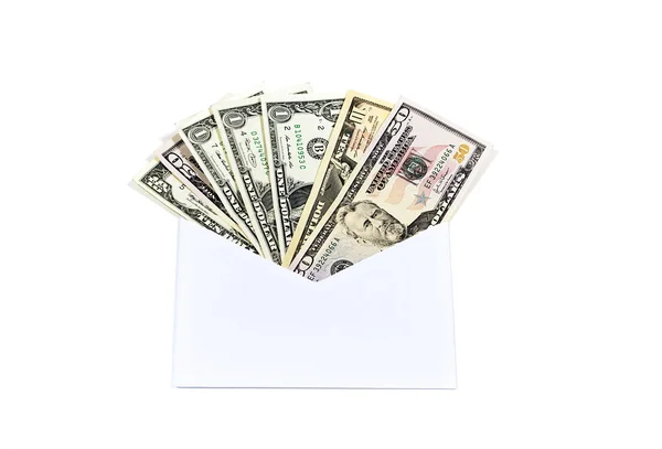 Money in dollars in an envelope — Stock Photo, Image