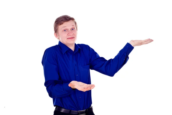 Shows the gesture of a boy that does not know — Stock Photo, Image