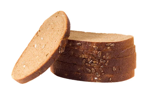 Brot in Scheiben mit Kernen isoliert — Stockfoto
