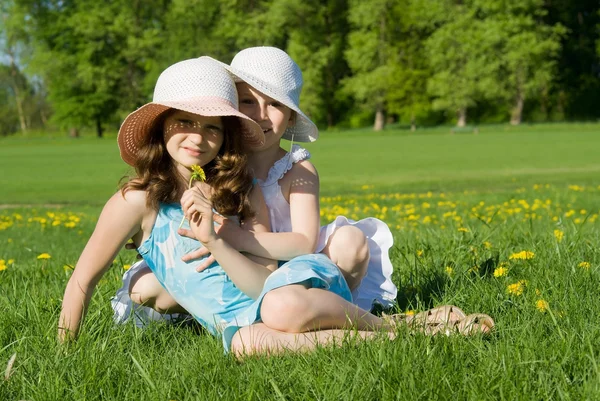 The sisters have a rest in the meadow — Stock Photo, Image