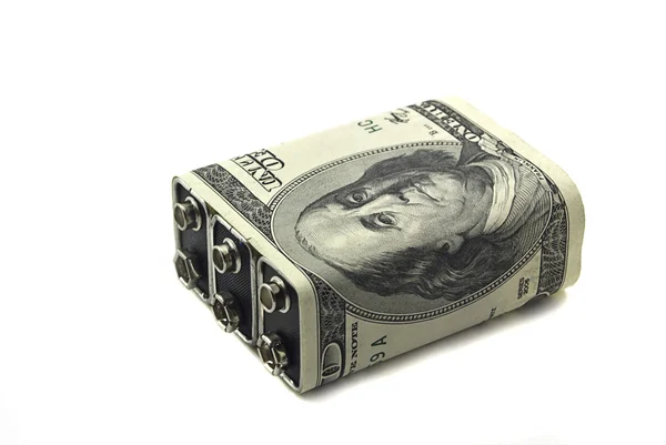 Baterias com o dólar — Fotografia de Stock