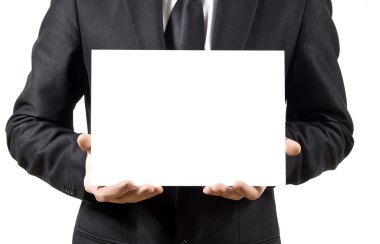 Guy holds a poster clipart