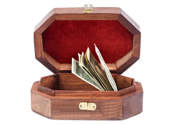 Para ile mücevher kutusu — Stok fotoğraf
