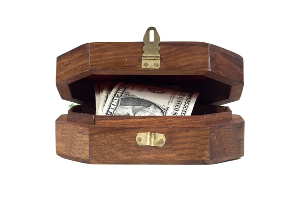 Sieraden doos met het geld — Stockfoto
