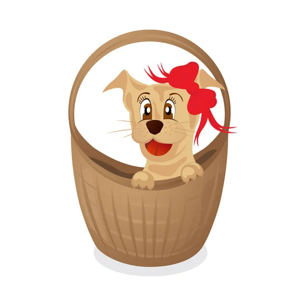 Simpotichny cachorro en una cesta — Archivo Imágenes Vectoriales
