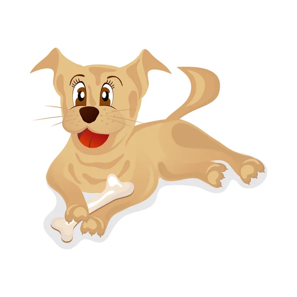 Puppy chewing on a bone — Stock Vector