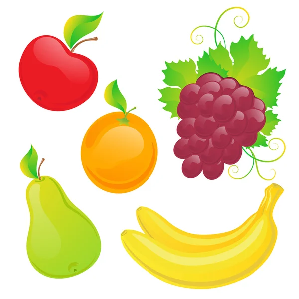 Векторный набор свежих фруктов — стоковый вектор