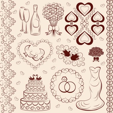 Vector clipart wedding, wedding decorations clipart