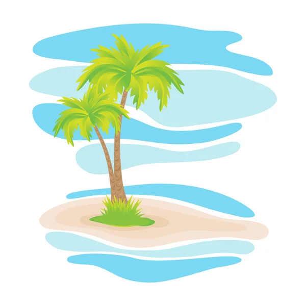 Tropical palm trees on the island — Stock Vector