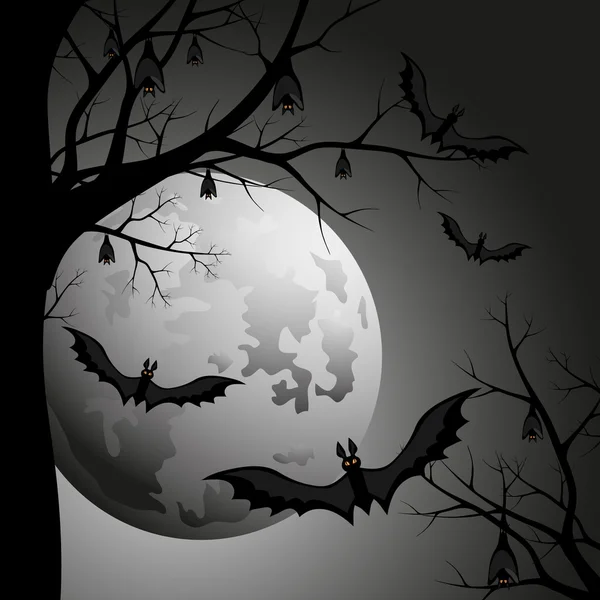 Luna de Halloween à noite — Vetor de Stock