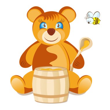 Teddy Bear with honey clipart