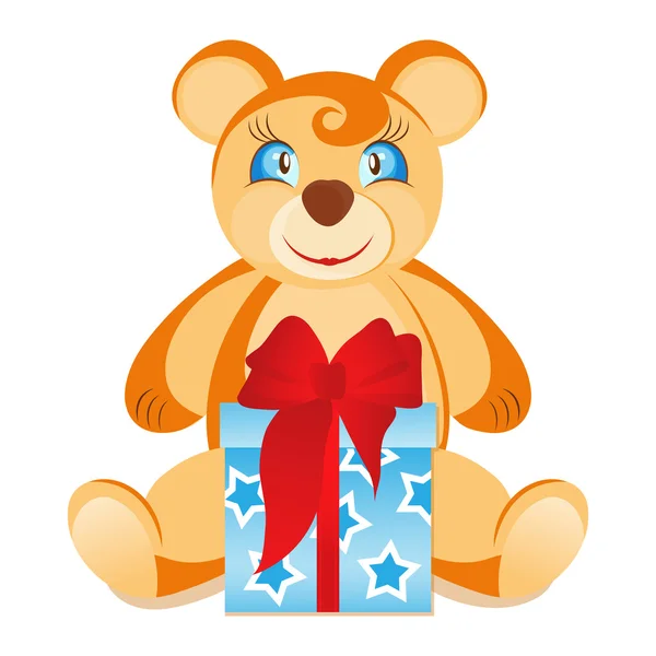 Teddy Bear with gift box — Stock Vector