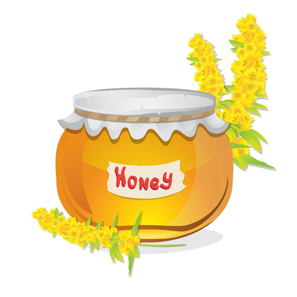 Γυάλινο δοχείο γεμάτο μέλι — Διανυσματικό Αρχείο