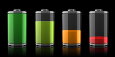 3d Battery icons clipart