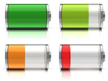 3d Battery icons clipart