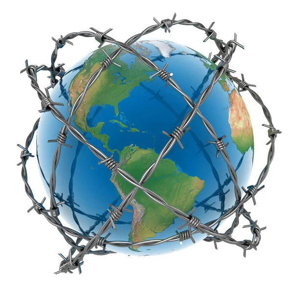Earth surrounded by barbed — Stock Photo, Image