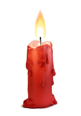 Burning candle isolated over white clipart