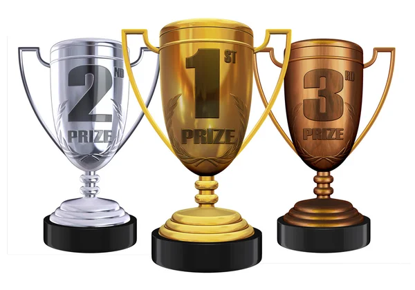 Gold silver and bronze trophies — Stock Photo, Image