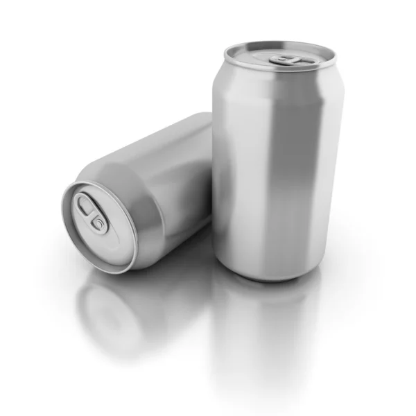 Blank aluminium cans on a white background — Stock Photo, Image