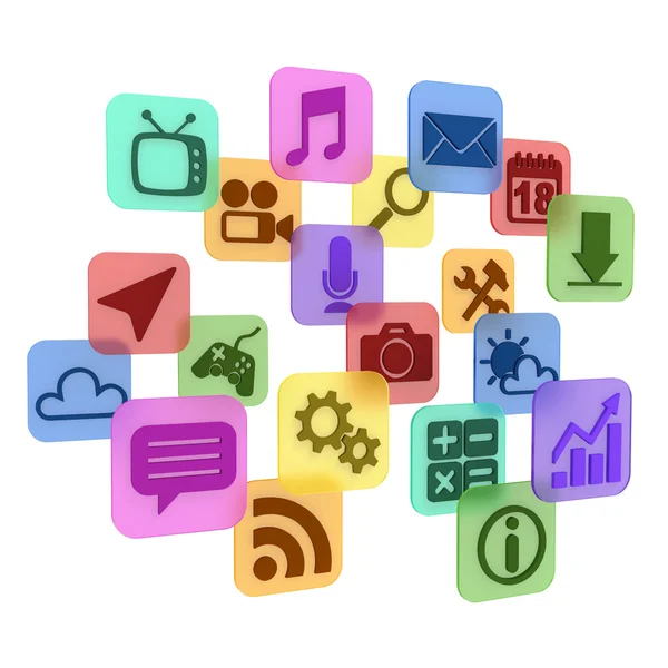 Colorful application app icons — Stock Photo, Image