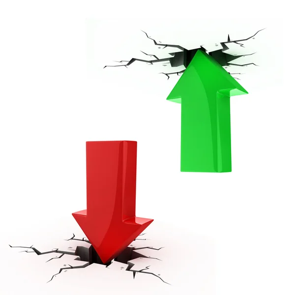 Up and down arrows break up the floor and ceiling — Stock Photo, Image