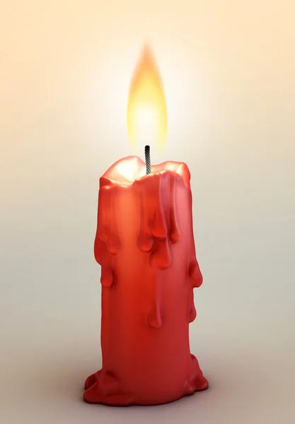 Красная горящая свеча — стоковое фото