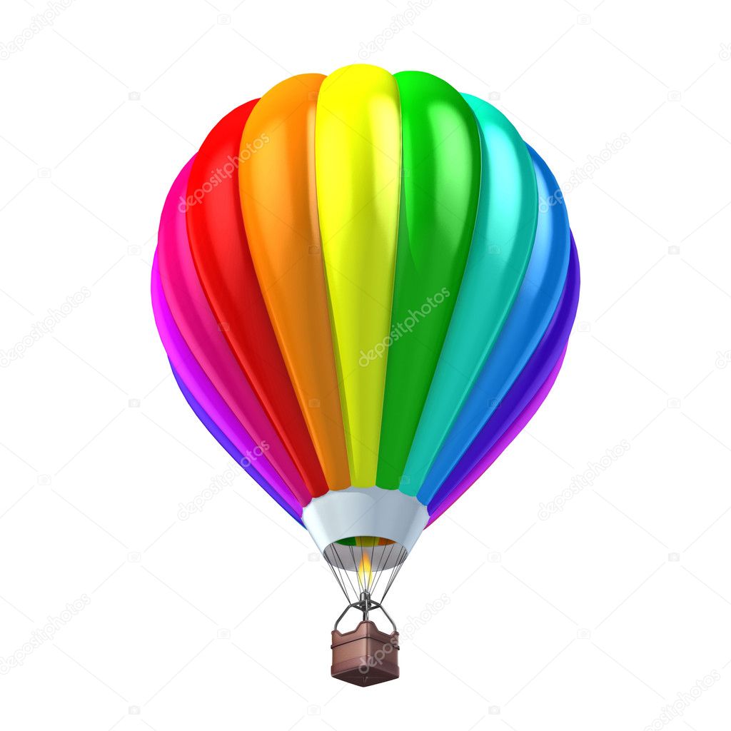Isolated colorful air balloon 3d illustration
