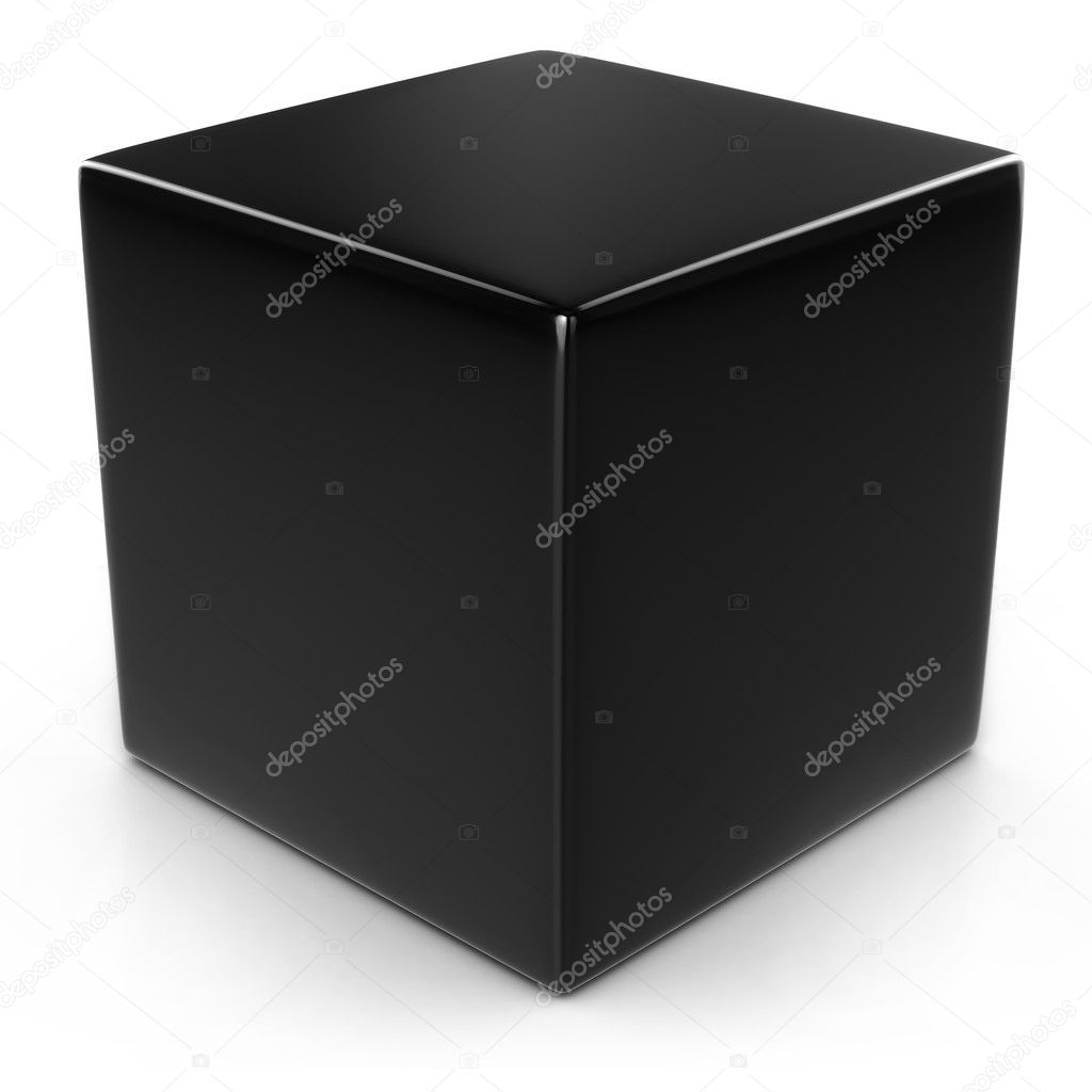 Black cube isolated over white