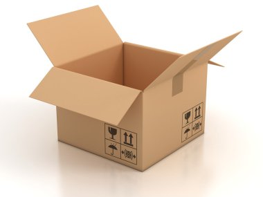 Open empty cardboard box clipart