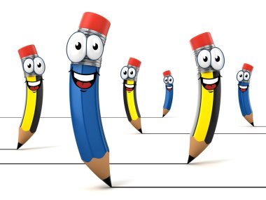 Funny cartoon like pencils clipart