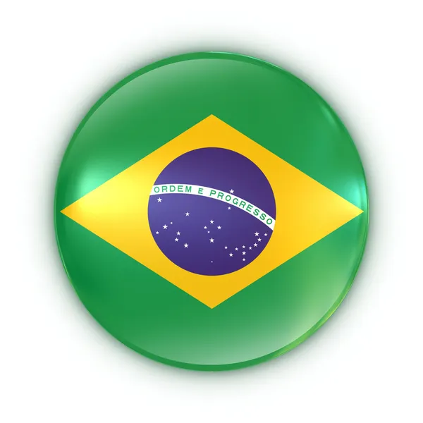 Badge - brasiliansk flagga — Stockfoto