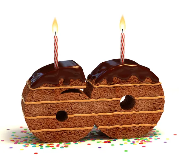 Pastel de cumpleaños de chocolate para una celebración de sesenta cumpleaños o aniversario —  Fotos de Stock