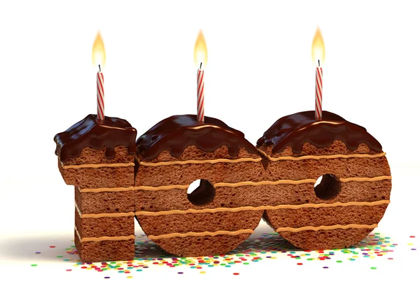 Bolo de aniversário de chocolate para uma celebração de centésimo aniversário ou aniversário — Fotografia de Stock