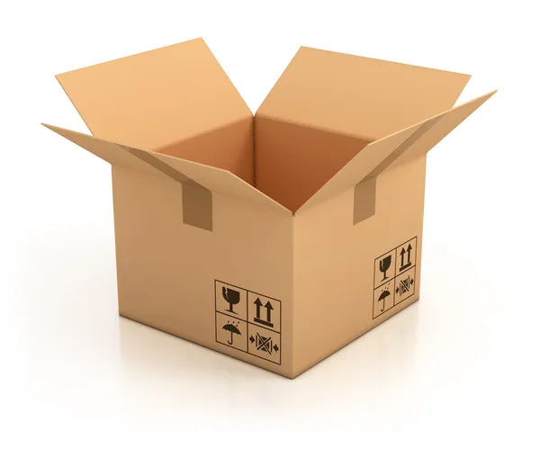 Abrir caja de cartón vacía — Foto de Stock