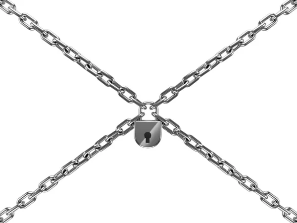 Řetězy s lock izolovaných na bílém pozadí — Stock fotografie