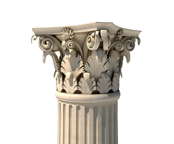Коринфская колонна столица изолирована на белом — стоковое фото