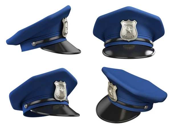 Çeşitli açılardan polis şapkası — Stok fotoğraf