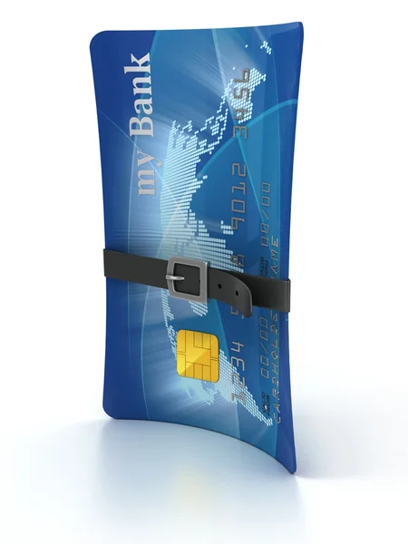 Credit card with tighten belt 3d concept — Stock Photo, Image