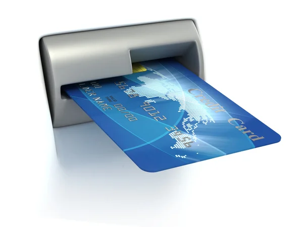 Einfügen der Kreditkarte in den Geldautomaten — Stockfoto