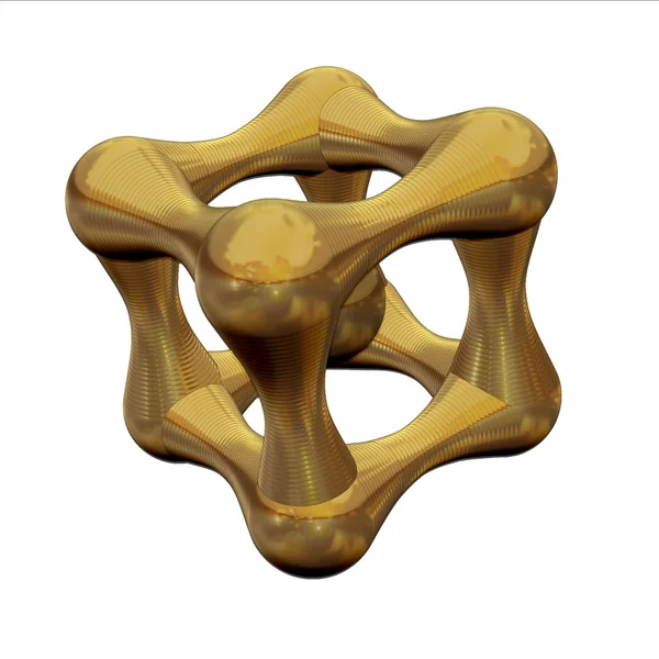 Gold abstrakter 3D-Würfel — Stockfoto